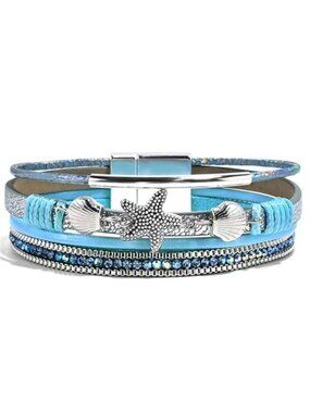 Seashell Starfish Boho Wrap Bracelet